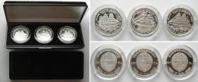 NORTH KOREA Set 3 x 5 Won 2000 100TH ANN. OF GERMAN SCHOOLSHIP SOCIETY silver Proof