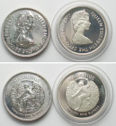 MAURITIUS. 2 x 25 Rupees 1977, Silver Jubilee, Elizabeth II, silver, PL & Proof