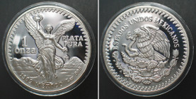 MEXICO. 1 Onza 1989, LIBERTAD, 1 oz silver, Proof, SCARCE!