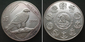 MEXICO 5 Pesos 2000 Eagle AGUILA REAL silver 1 oz BU