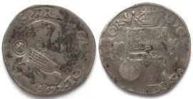 SPANISH NETHERLANDS - HOLLAND. 1/5 Philipsdaalder 1572 Dordrecht PHILIPP II silver, Countermarked by the Province of Holland during the Revolt 1573-15...