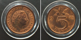 NETHERLANDS. 5 Cents 1978, Juliana, bronze, PROOF