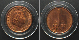 NETHERLANDS. 1 Cent 1980, Juliana, bronze, PROOF