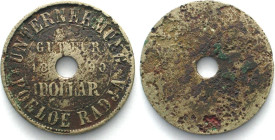 NETHERLANDS EAST INDIES - SUMATRA. 1 Dollar 1890 POELOE RADJA Plantation token SCARCE!