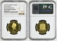 PHILIPPINES. 1000 Piso 1975, NEW SOCIETY 3RD ANNIVERSARY, gold, NGC PF 69