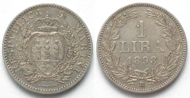 SAN MARINO. 1 Lira 1898, silver, Prooflike specimen!