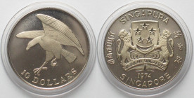 SINGAPORE 10 Dollars 1974 HAWK Proof SCARCE!