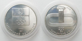 SLOVAKIA. 200 Korun 1996, OLYMPICS CENTENNIAL, silver BU