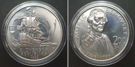 SLOVAKIA. 200 Korun 1996, MORIC BENOVSKY, silver BU