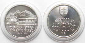 SLOVAKIA. 200 Korun 1996, MOUNTAIN RAILWAY TO STRBA, silver BU