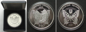 SLOVAKIA. 500 Korun 1997, Butterfly, Pieninsky National Park, silver Proof