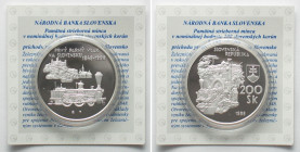 SLOVAKIA 200 Korun 1998 150th Anniversary 1st Railroad silver Proof