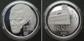 SLOVAKIA. 200 Korun 2003, IMRICH KARVAS silver Proof