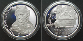 SLOVAKIA. 200 Korun 2004, Wolfgang Kempelen, Chess Machine, silver, Proof