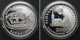 SLOVAKIA 200 Korun 2004, Bardejov, UNESCO WORLD HERITAGE, silver Proof