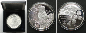 SLOVAKIA. 500 Korun 2008, Bear, National Park - Low Tatra Mountains, silver Proof