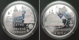 SLOVAKIA. 10 Euro 2010, Wooden Churches, UNESCO World Heritage, silver Proof