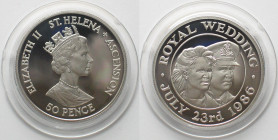 ST. HELENA & ASCENSION. 50 Pence 1986, Wedding of PRINCE ANDREW & SARAH FERGUSON, silver, Proof