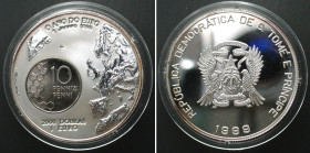 ST. THOMAS & PRINCE IS. 2000 Dobras - 1 Euro 1999 silver with Finland 10 Penni