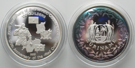 SURINAME 100 Gulden 1991 700TH ANN. OF SWITZERLAND / 125TH ANN. RED CROSS silver Proof