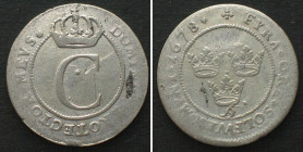 SWEDEN. 4 Ore 1678, CARL XI silver VF-XF, SCARCE!