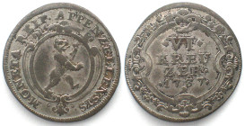 APPENZELL-INNERRHODEN 6 Kreuzer 1737 Billon