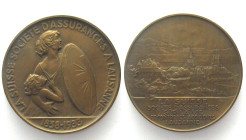 LAUSANNE.  LA SUISSE SOCIETE D´ASSURANCES A LAUSANNE. Medaille 1933 v. Dulin, Bronze, 70mm