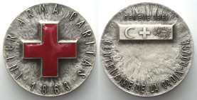 100TH ANNIVERSARY OF THE RED CROSS, enameled medal 1963 by Huguenin, 60mm.