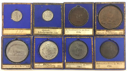 SWITZERLAND. Bulk of eight old museum copies from a 19th Century Swiss public numismatic collection in original presentation frames.