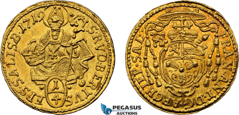 Austria, Salzburg, Franz Anton Fürst von Harrach, 1/4 Ducat 1719, Gold (0.86g) F...