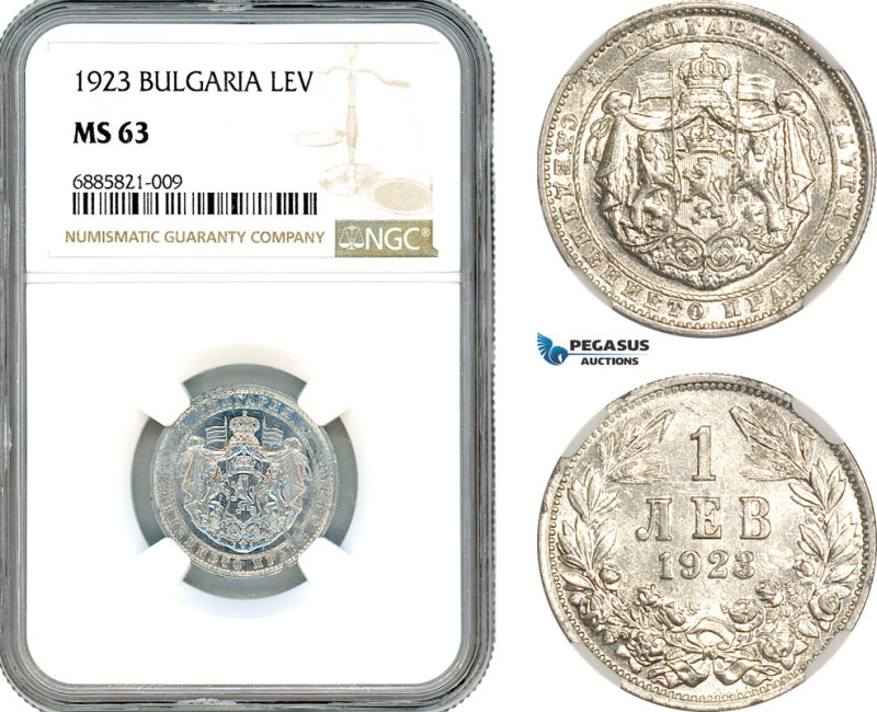 Bulgaria, Boris III, 1 Lev 1923, KM# 35, NGC MS63