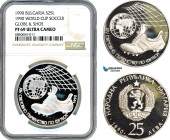 Bulgaria, 25 Leva 1990, World Cup Soccer, Sofia Mint, Silver, KM# 191, NGC PF69 Ultra Cameo