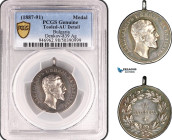 Bulgaria, Alexander, Silver Medal ND (1887-91) For Merit, Denkov-839, PCGS AU Details, Genuine "Tooled"