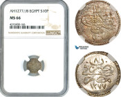 Egypt, Ottoman Empire, Abdul Aziz, 10 Para AH1277//8, Misr Mint, Silver, KM# 243, NGC MS66