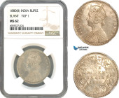 India, Victoria, Rupee 1880 (B), Slant Top 1, Bombay Mint, Silver, KM# 492, Light toning, NGC MS62