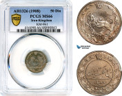 Iran, Kingdom, Muhammad Ali Shah, 50 Dinars AH 1326 (1908), Tehran Mint, KM# 961, PCGS MS66