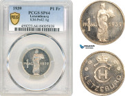 Luxembourg, Charlotte, Pattern 1 Franc 1939, Brussels Mint, Silver, KM# Pn42, PCGS SP64, Top Pop and single finest graded! Rare!