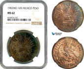 Mexico, Peso 1902 Mo AM, Mexico City Mint, Silver, KM# 409.2, Dark toning, NGC MS62