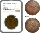 Morocco, Moulay al-Hasan I, 4 Falus AH1310 (1893) Fes, KM# Y3, NGC AU53 BN