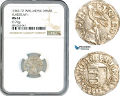 Romania, Wallachia, Vladislav I, Denar (1364-77) Silver, (0.79g) Light toning, NGC MS63