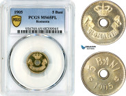 Romania, Carol I, 5 Bani 1905, Brussels Mint, Schäffer/Stambuliu 55, PCGS MS65 PL, Top Pop!