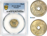 Romania, Carol I, 5 Bani 1906, Brussels Mint, Schäffer/Stambuliu 58, PCGS MS65
