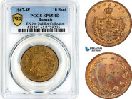Romania, Carol I, 10 Bani 1867 Watt&Co, Birmingham Mint, Schäffer/Stambuliu 4b, PCGS SP65 RD, Top Pop and single finest graded!