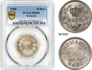 Romania, Carol I, 20 Bani 1900, Brussels Mint, Schäffer/Stambuliu 47, PCGS MS65