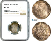 Romania, Carol I, 1 Leu 1900, Hamburg Mint, Silver, Schäffer/Stambuliu 49, Very lustrous with cabinet toning, NGC MS65