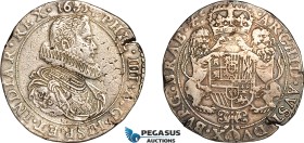Spanish Netherlands, Philip IV, Ducaton 1634, Antwerp (Anvers) Mint, Silver, (32.22g), Dav-4444, Delm. 274, Flan crack, Old cabinet toning, EF-AU