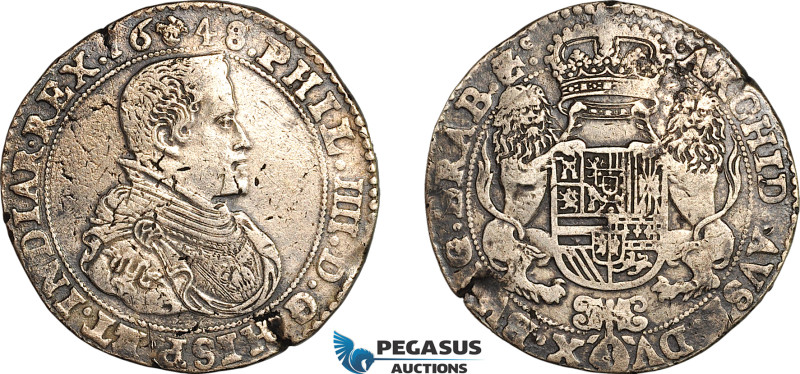 Spanish Netherlands, Philip IV, Ducaton 1648, Brussels (Bruxelles) Mint, Silver,...