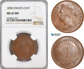 Straits Settlements, Victoria, 1 Cent 1898, Calcutta Mint, Prid-184, NGC MS63 BN, Top Pop! Rare as such!