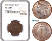 Straits Settlements, Victoria, 1 Cent 1900, Calcutta Mint, Prid-186, NGC MS64 BN, Top Pop! Rare as such!