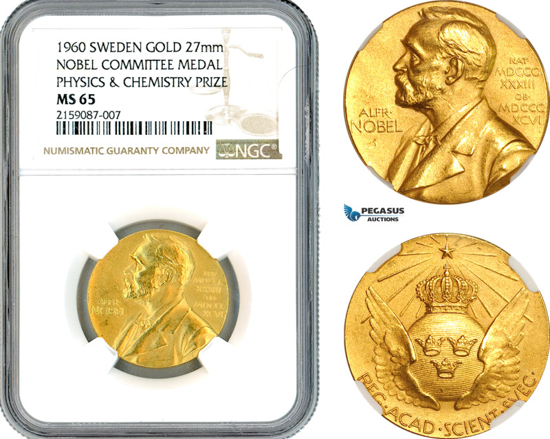 Sweden, Gold Medal, Alfred Nobel, Nobel Committee Medal Physics & Chemistry 1960...